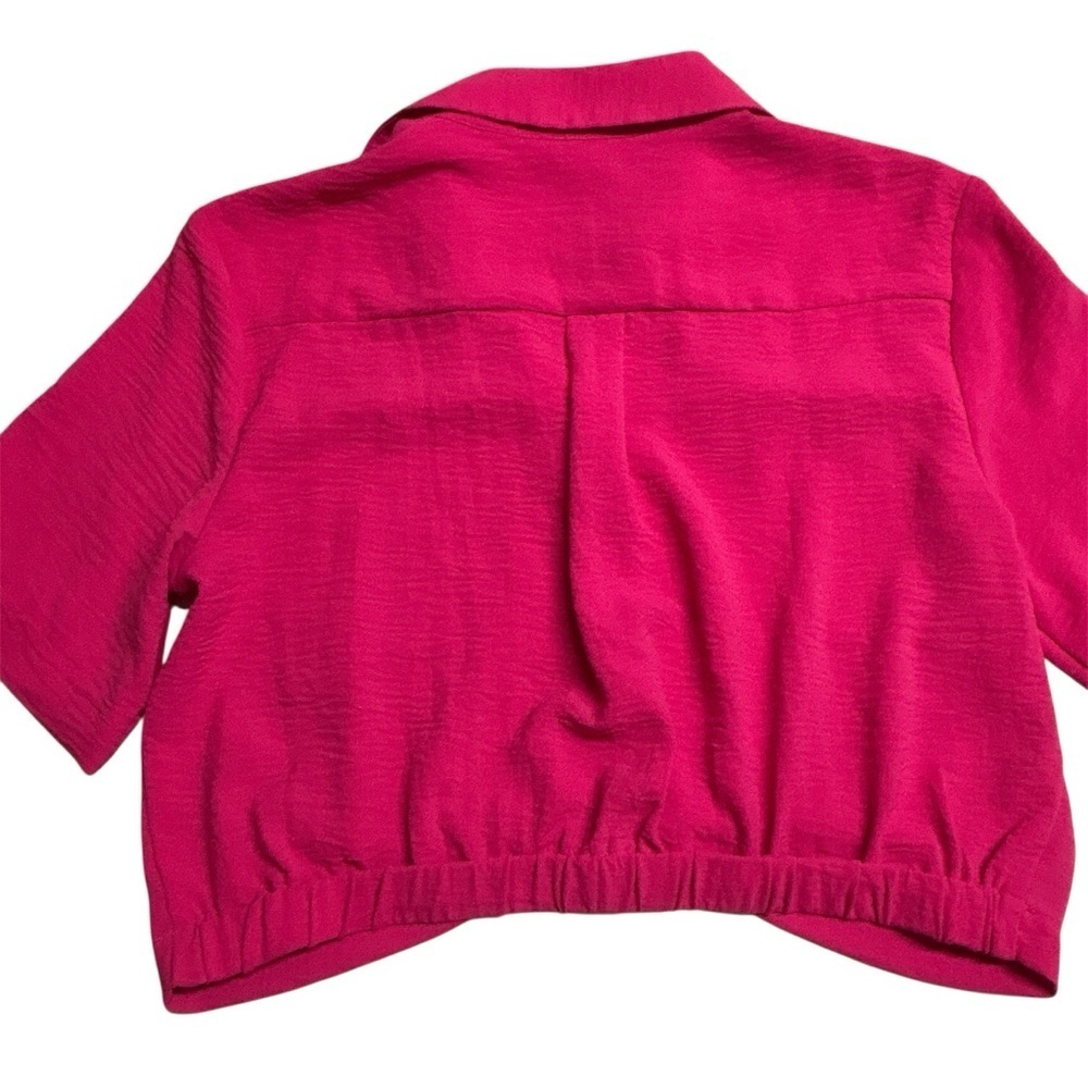 RACHEL ZOE Hot Pink Cropped Blouse Top | Small - Picture 7 of 8
